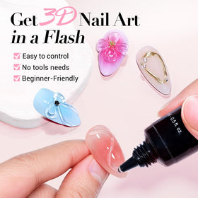 AZUREBEAUTY 3D Gel Nail Art with rhinestones and charms