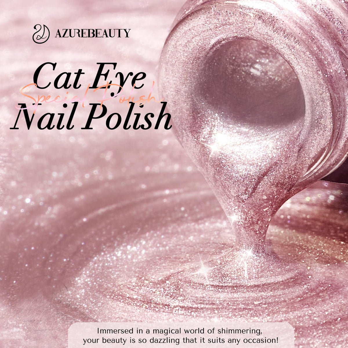 AZUREBEAUTY Cat Eye Nail Polish Pink on display