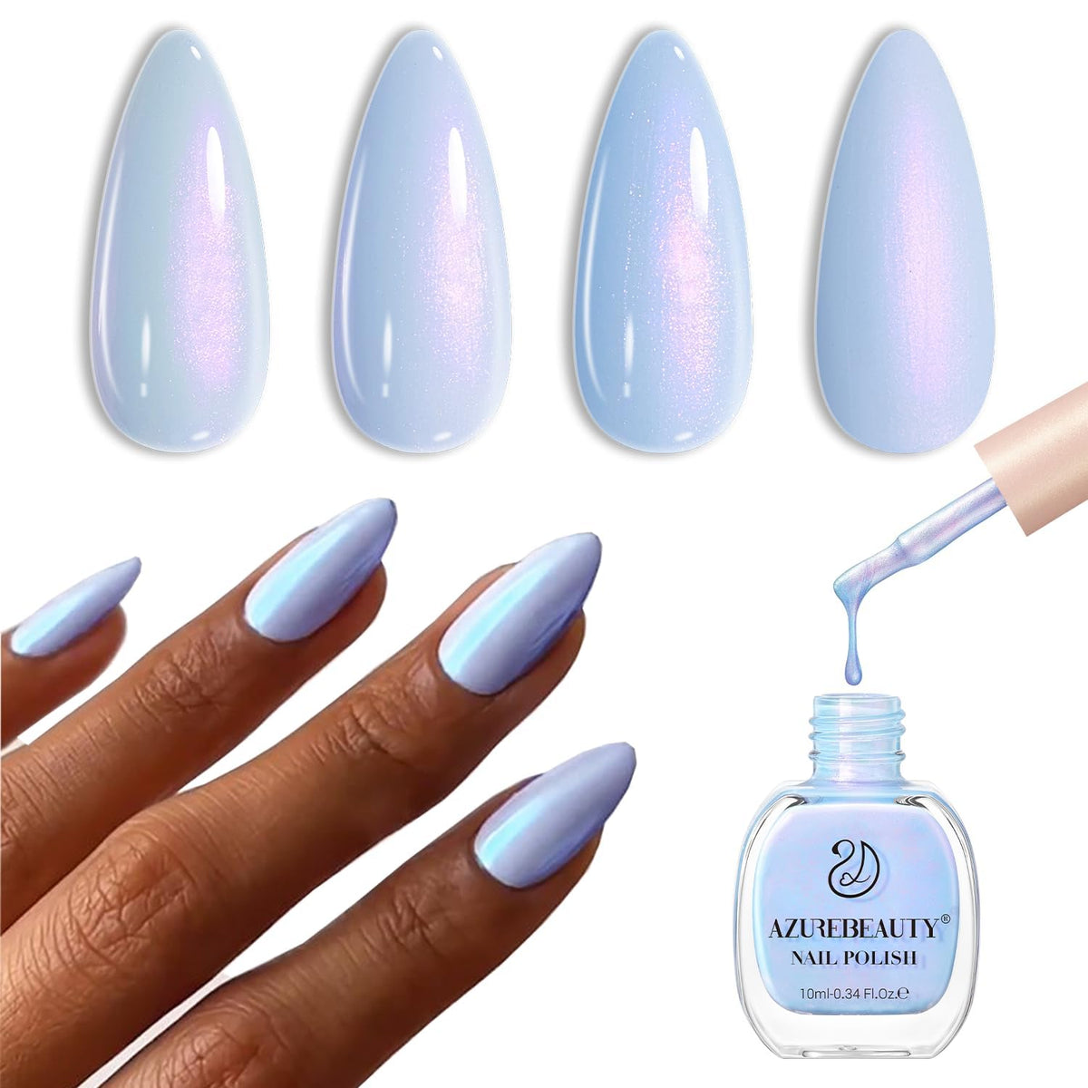 AZUREBEAUTY Celestial Blue Nail Polish 10ml front view