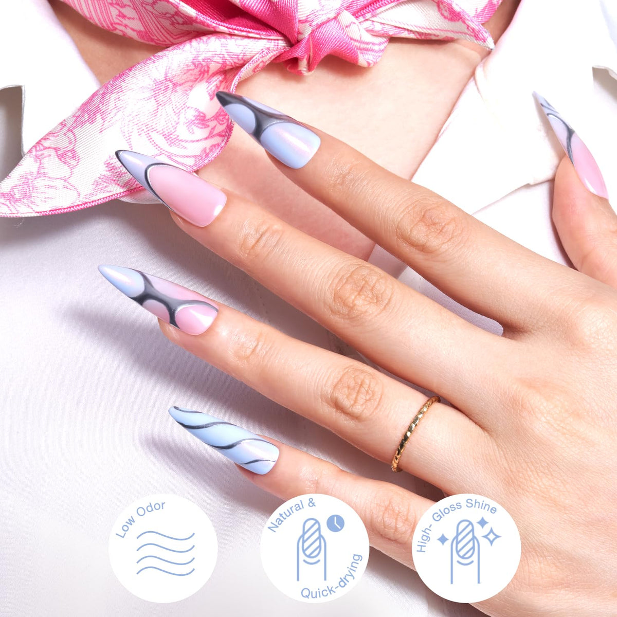 AZUREBEAUTY Celestial Blue Nail Polish application brush close-up