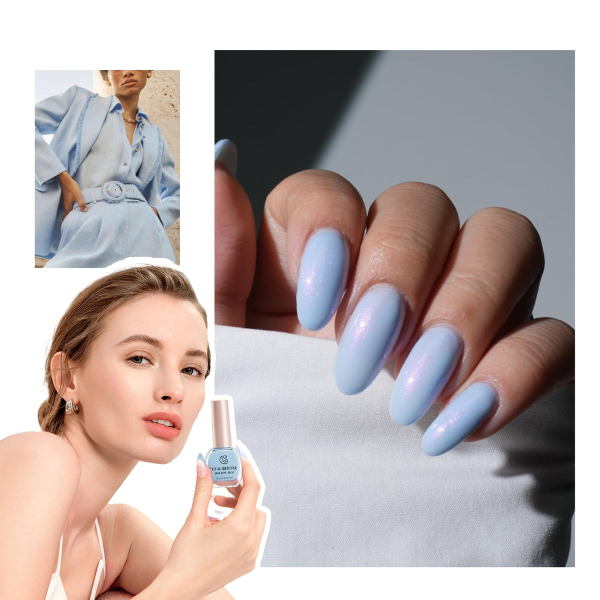 AZUREBEAUTY Celestial Blue Nail Polish bottle with cap