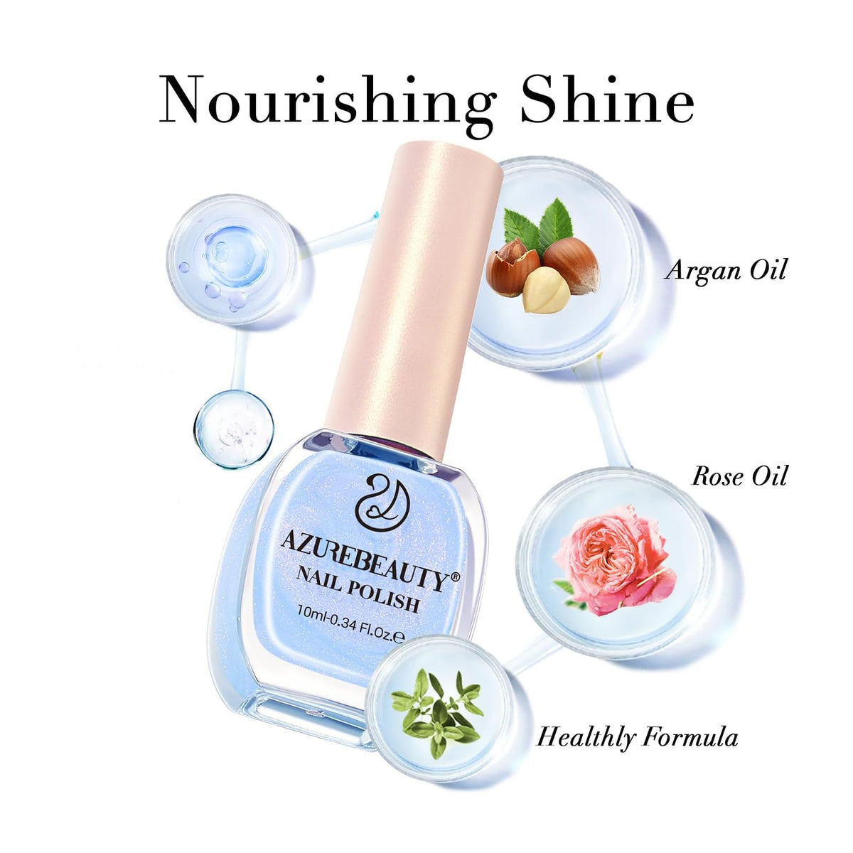 AZUREBEAUTY Celestial Blue Nail Polish on a table