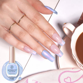 AZUREBEAUTY Celestial Blue Nail Polish with manicure tools