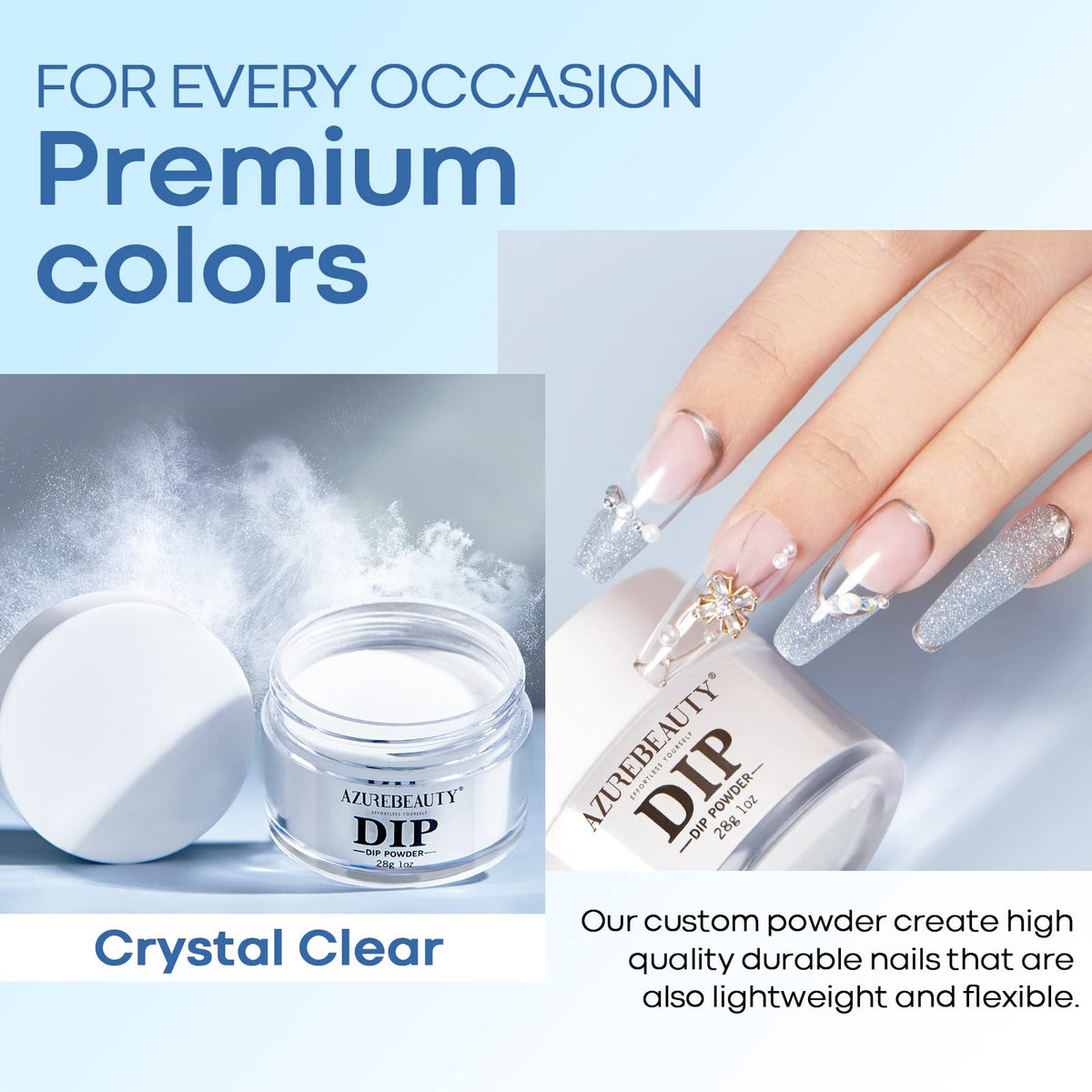 AZUREBEAUTY Clear Dipping Nail Powder 1 Oz close-up