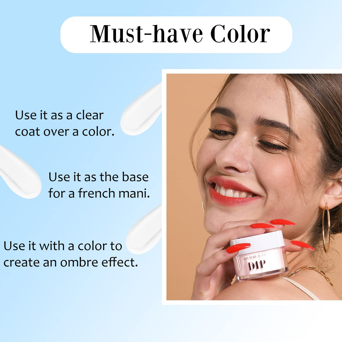 AZUREBEAUTY Clear Dipping Nail Powder with manicure tools