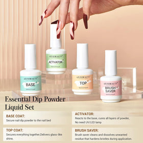 AZUREBEAUTY Dip Powder Liquid Set packaging with all included items