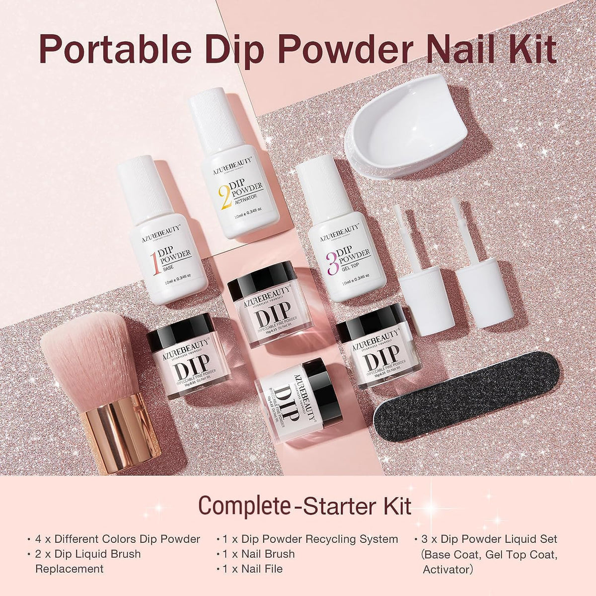 AZUREBEAUTY Dip Powder Nail Kit user manual and quick start guide