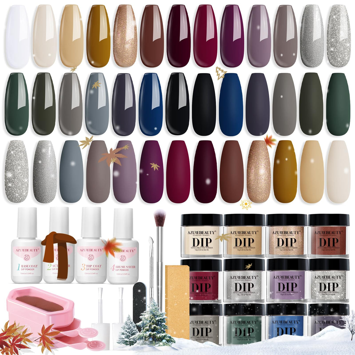 AZUREBEAUTY Dip Powder Nail Kit with 20 vibrant colours