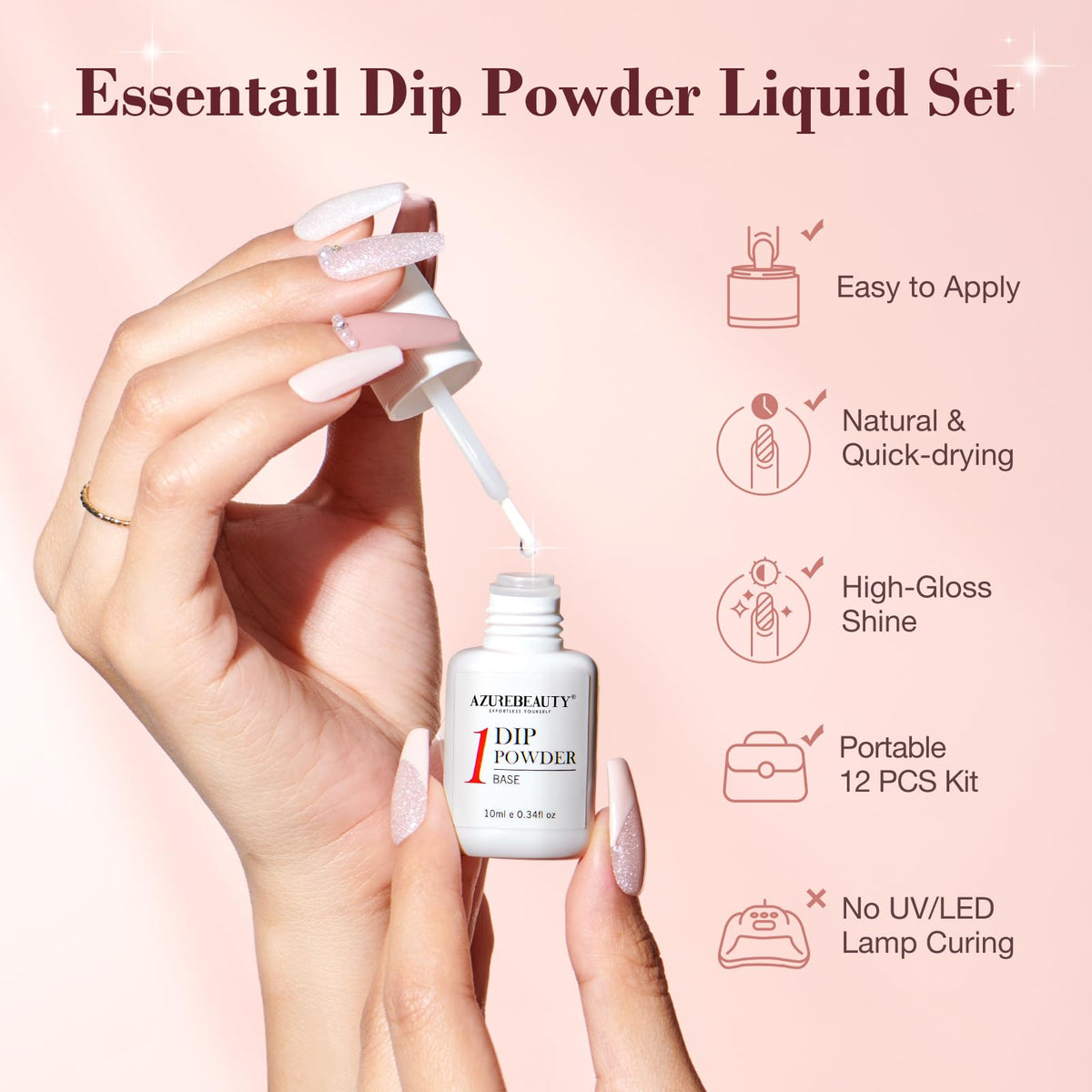 AZUREBEAUTY Dip Powder Nail Kit with colourful nail art designs