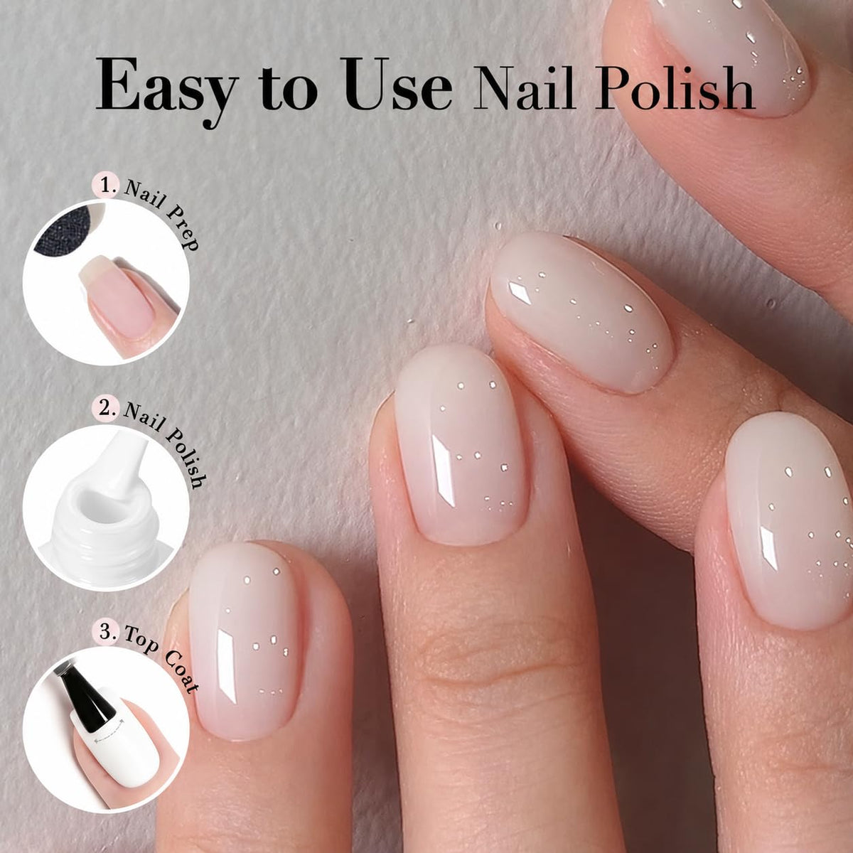 AZUREBEAUTY Milky White Nail Polish application on nails