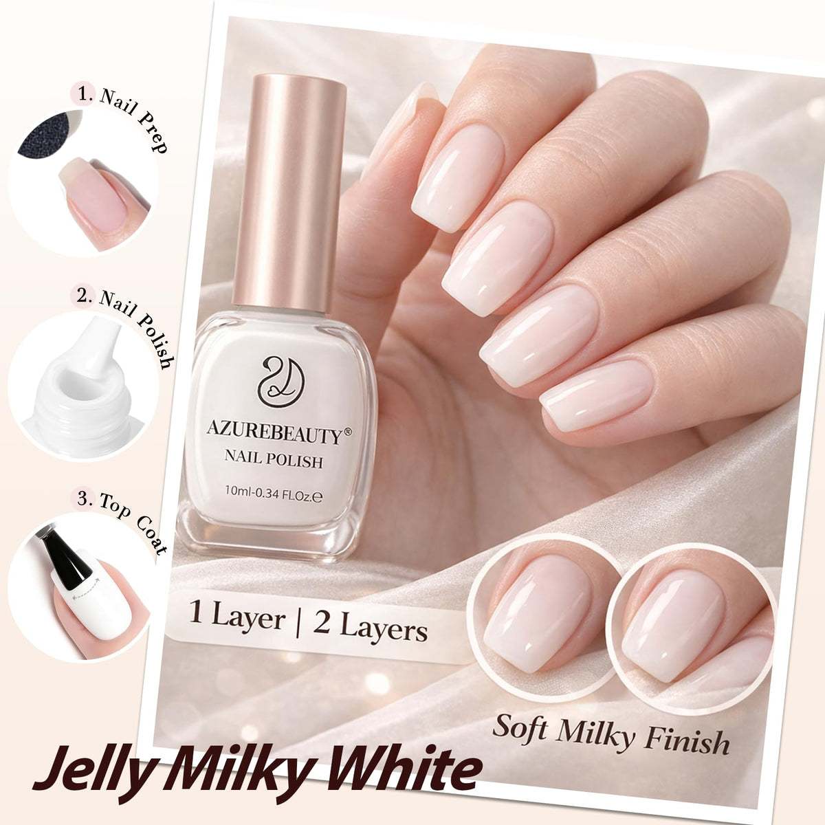 AZUREBEAUTY Milky White Nail Polish bottle side view