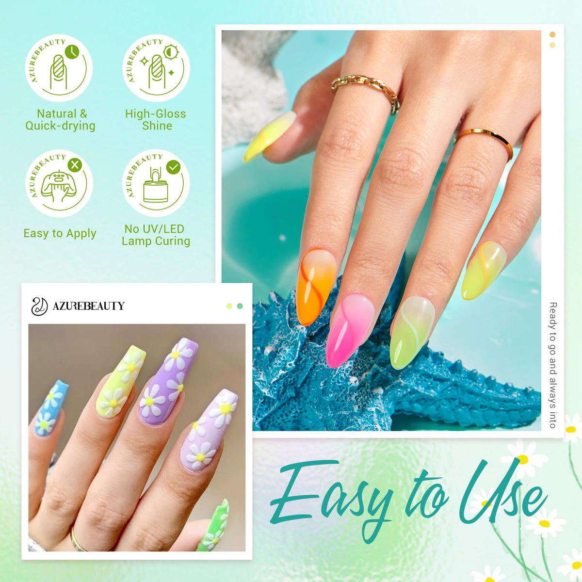 AZUREBEAUTY nail liquid set including base coat and top coat