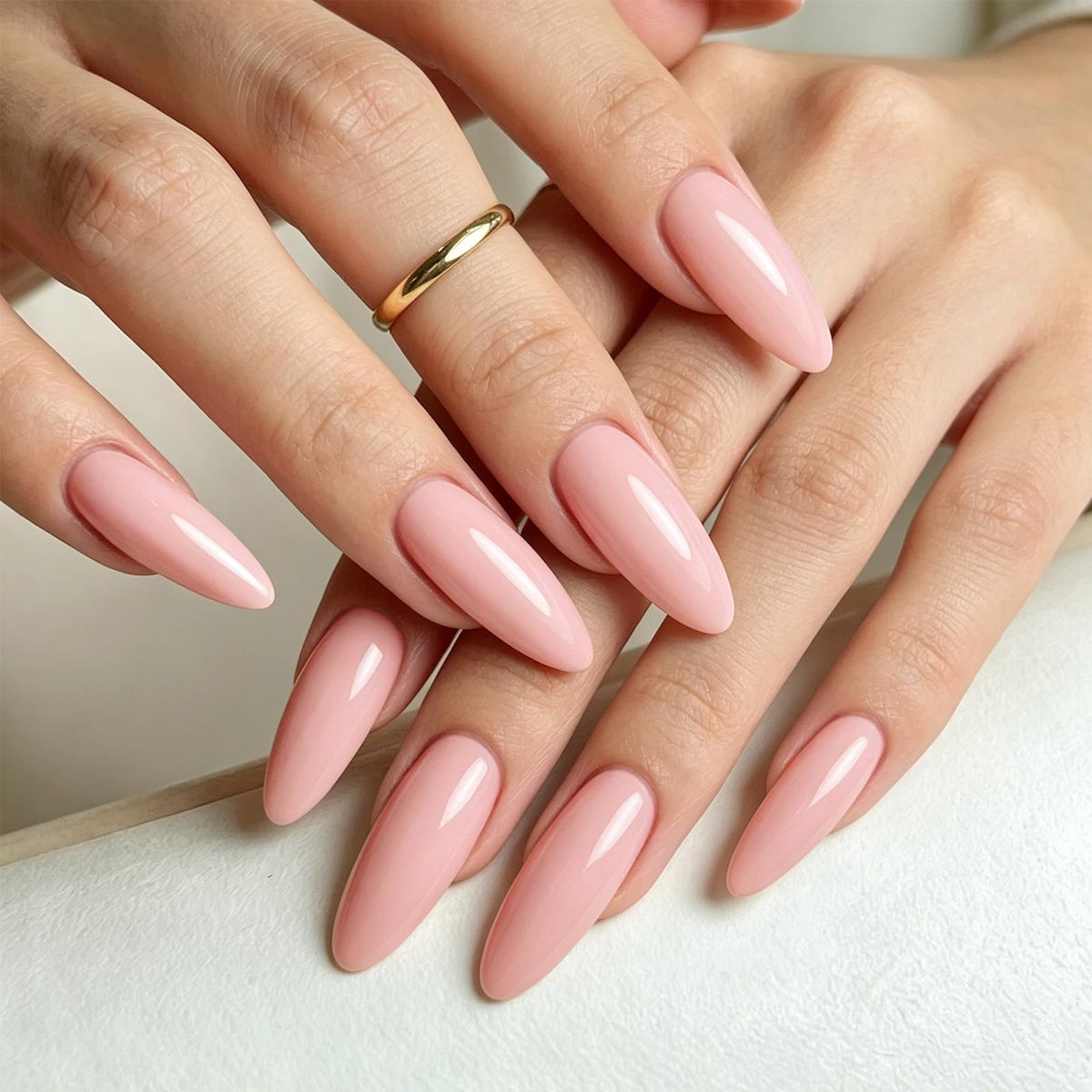 AZUREBEAUTY Nude Pink Shimmer Nail Polish applied on nails