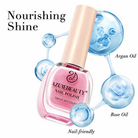 AZUREBEAUTY Shimmery Rose Pink Nail Polish in use