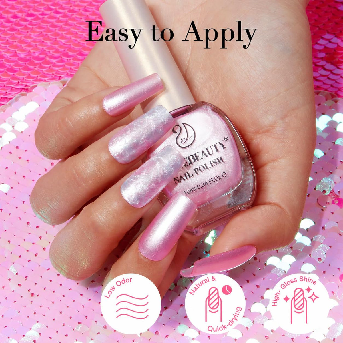 AZUREBEAUTY Shimmery Rose Pink Nail Polish packaging