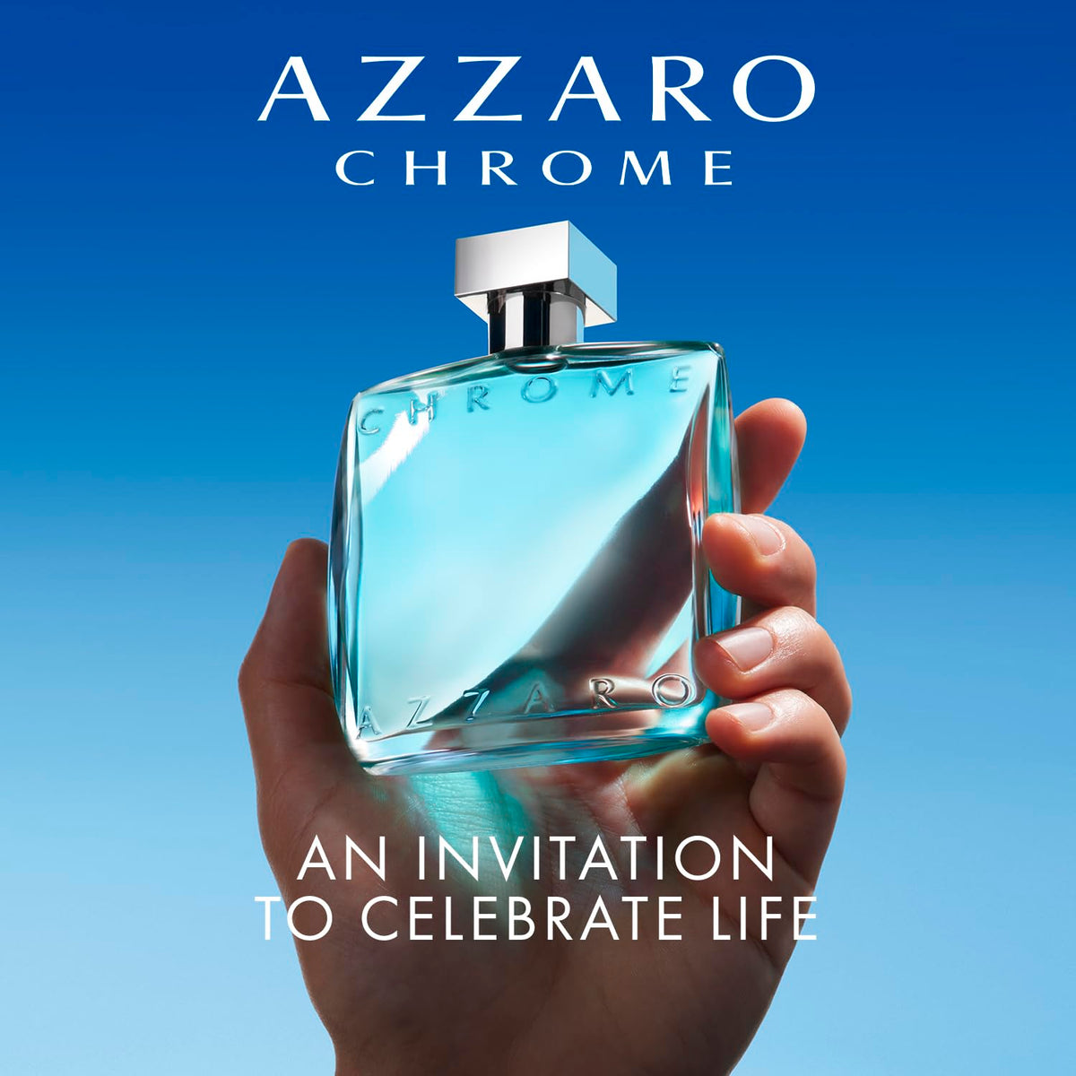 Azzaro Chrome Eau de Toilette bottle on a wooden surface