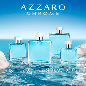 Azzaro Chrome Eau de Toilette with fresh aquatic background