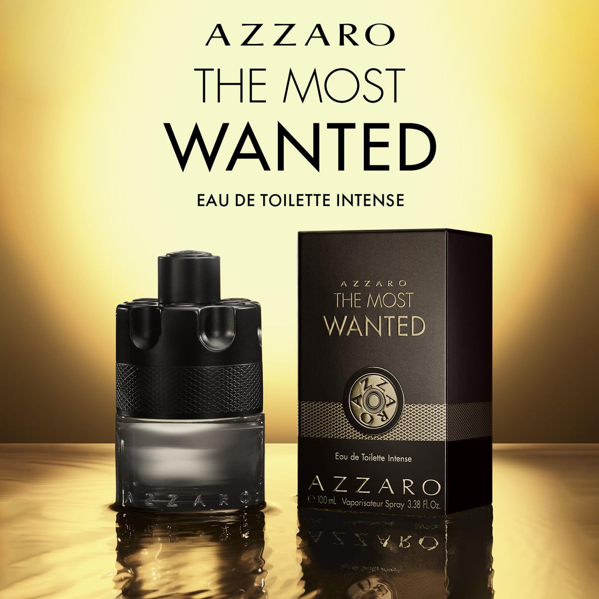 Azzaro The Most Wanted Intense Eau de Toilette with background elements