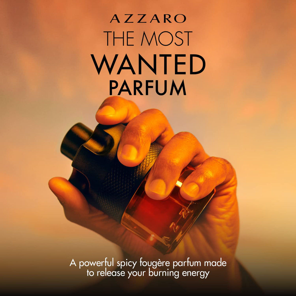 Azzaro The Most Wanted Parfum 5.07 Fl Oz black barrel bottle side view