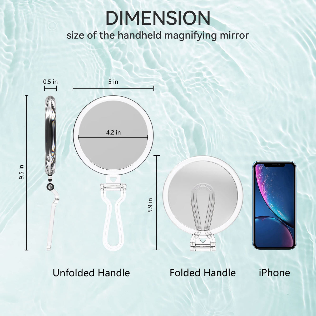 B Beauty Planet 20X Magnifying Mirror side view showcasing compact design