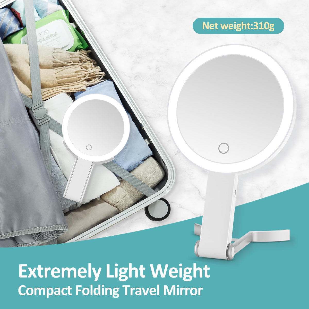 B Beauty Planet 30x/1x Magnifying Travel Mirror with 30x magnification side