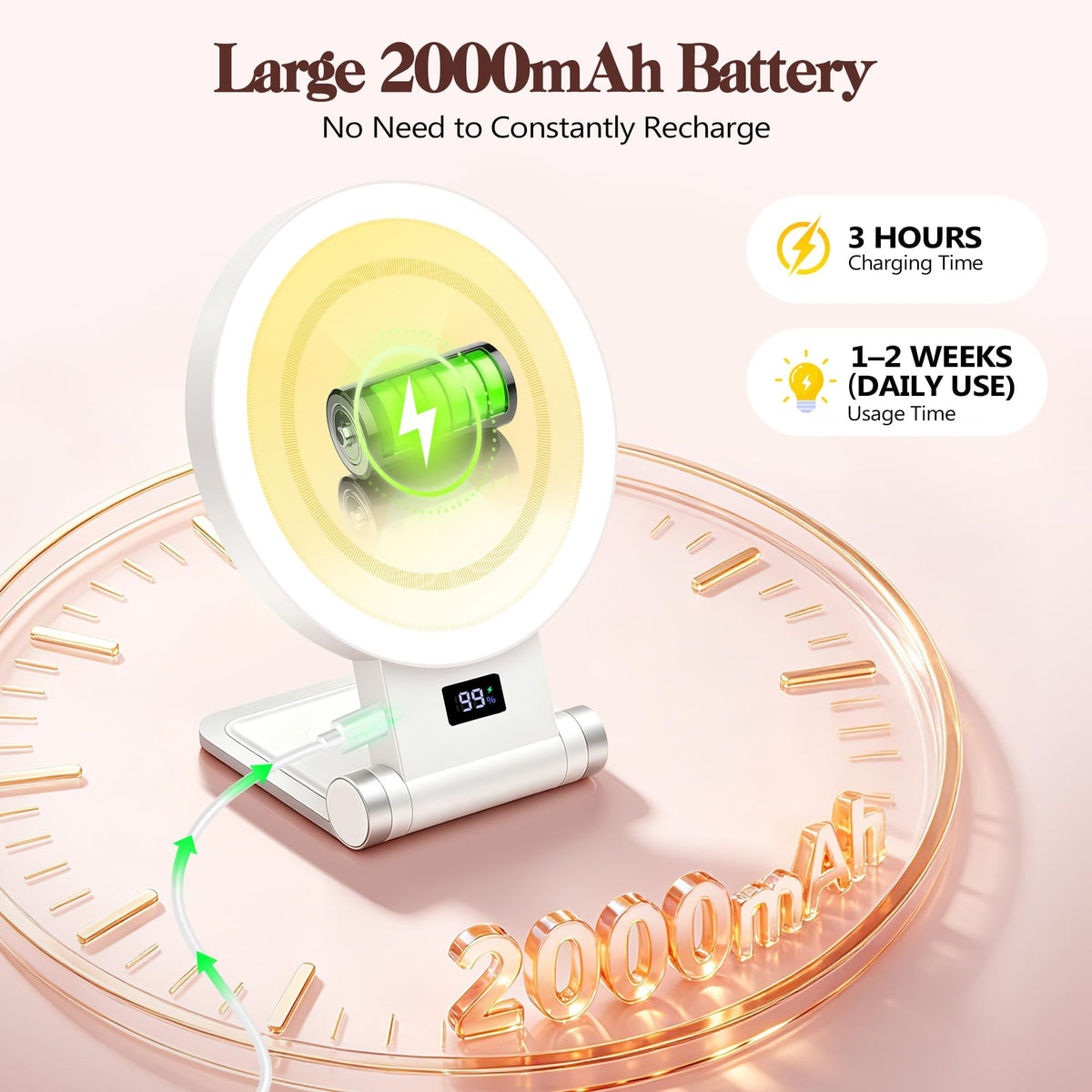B Beauty Planet 30X Magnifying Makeup Mirror adjustable height feature