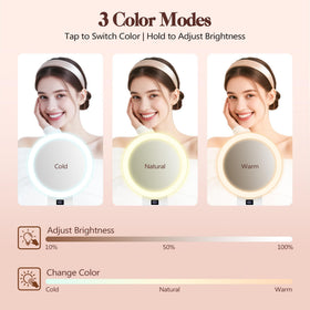 B Beauty Planet 30X Magnifying Makeup Mirror showing 3 lighting modes