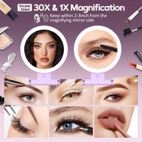 B Beauty Planet 30X Magnifying Makeup Mirror showing light modes