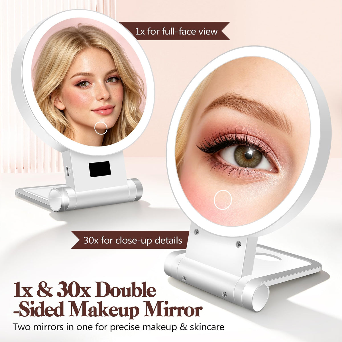 B Beauty Planet 30X Magnifying Makeup Mirror side view with stand