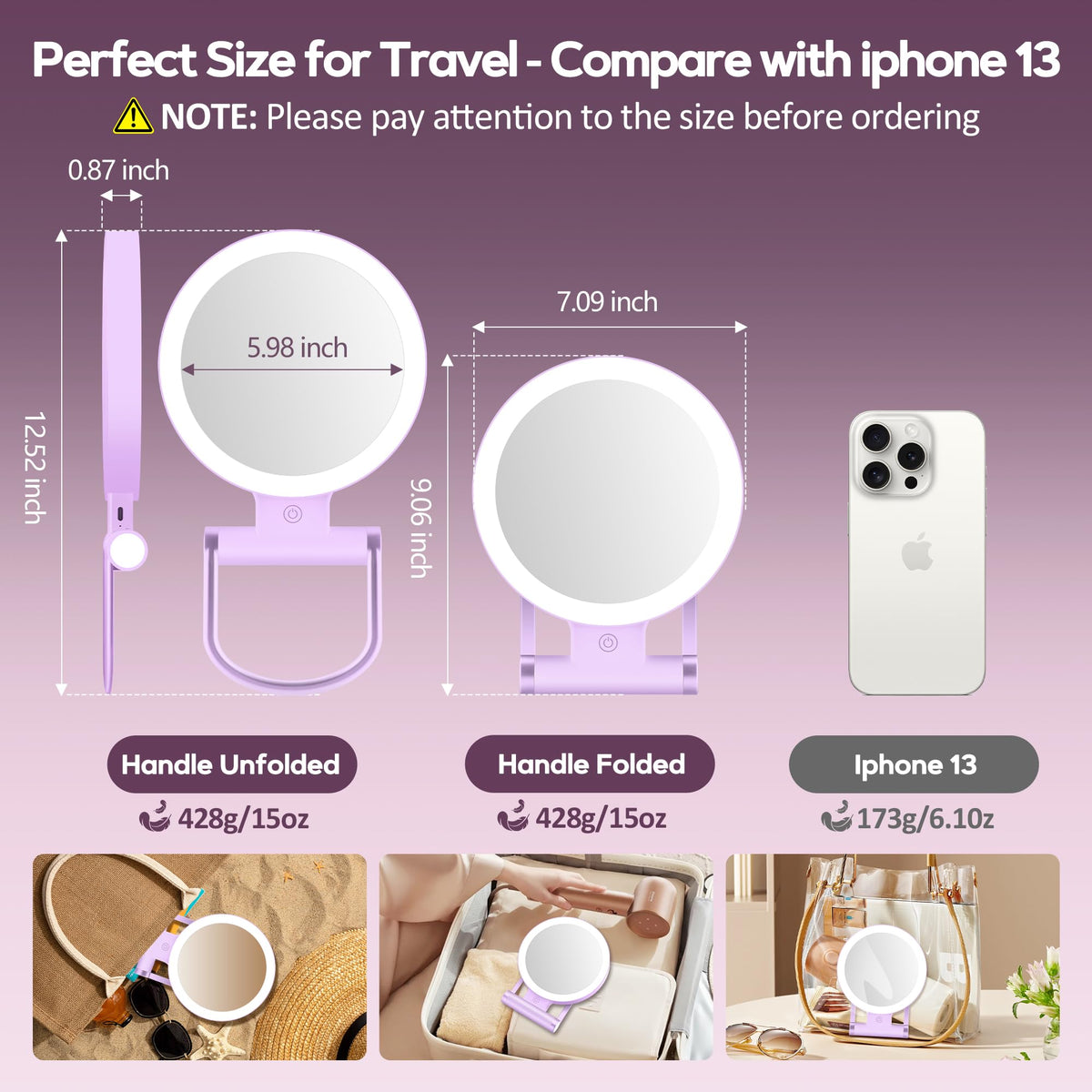 B Beauty Planet 30X Magnifying Makeup Mirror with charging cable