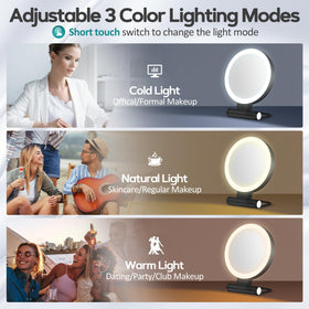 B Beauty Planet 30X Magnifying Mirror showing adjustable brightness feature