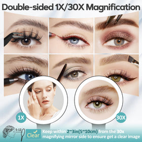 B Beauty Planet 30X Magnifying Mirror side view with foldable handle