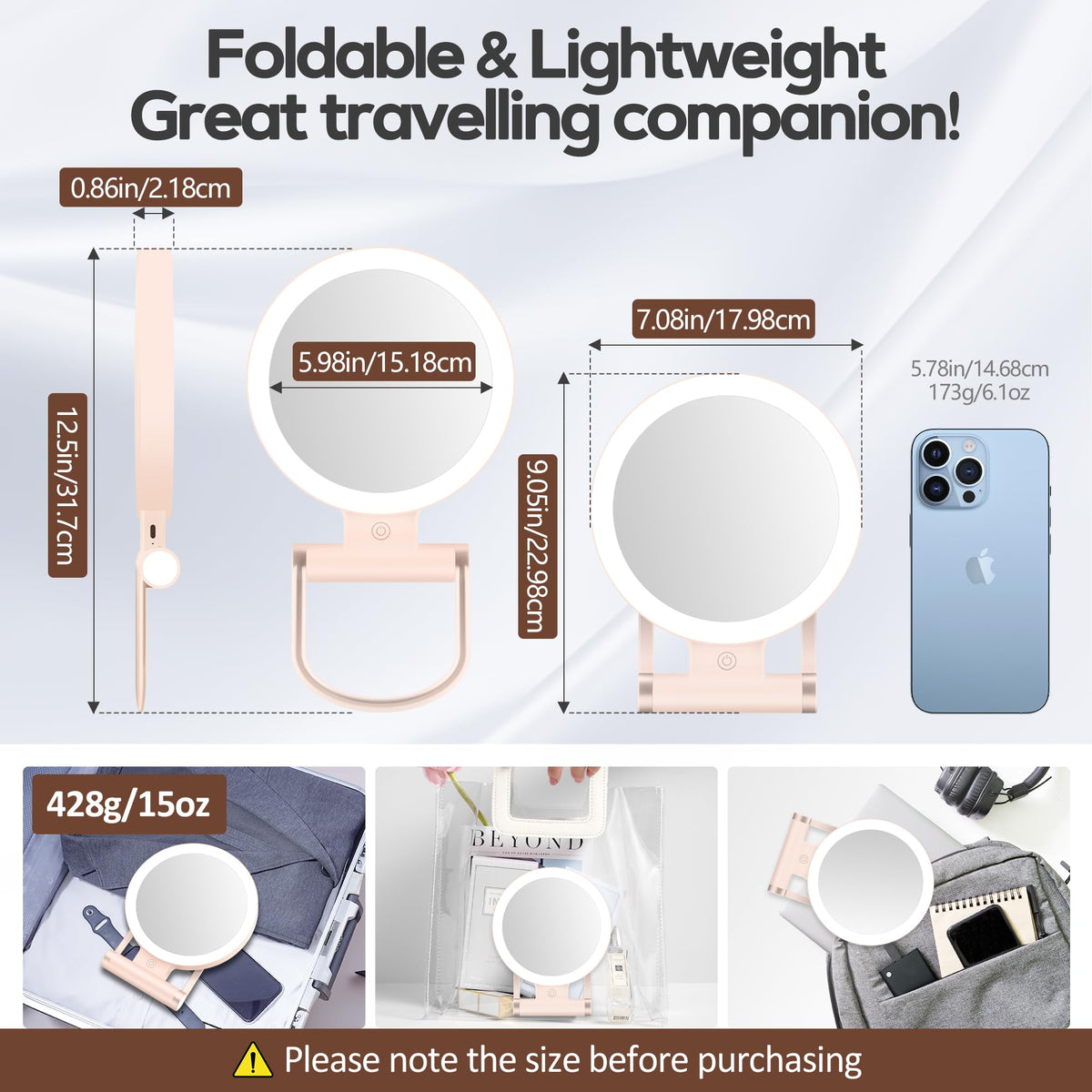 B Beauty Planet Magnifying Mirror with foldable handle