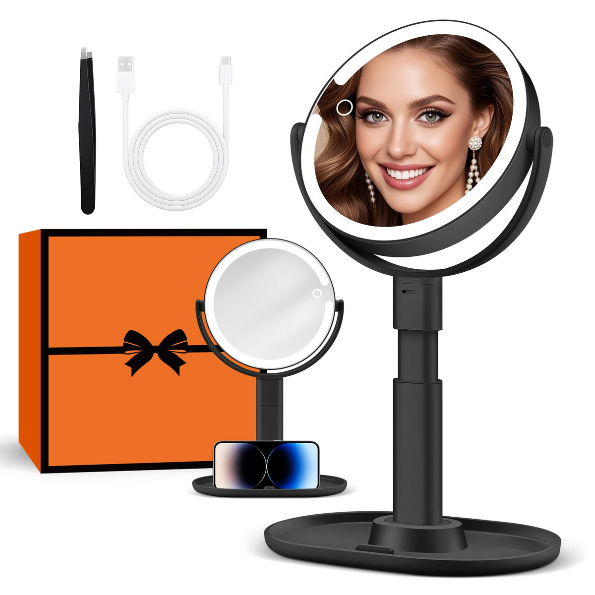 B Beauty Planet Vanity Mirror front view with lights