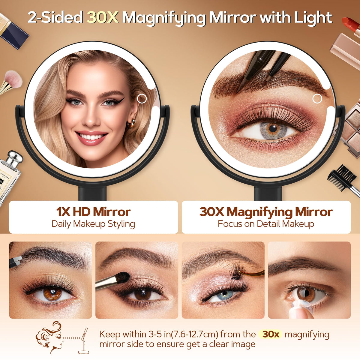 B Beauty Planet Vanity Mirror with adjustable height feature