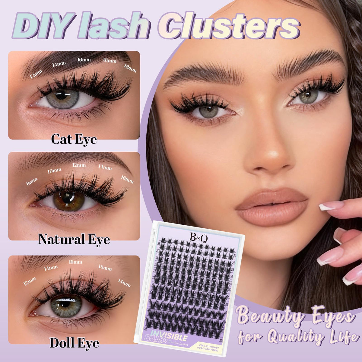 B&Qaugen 144 pcs natural lash clusters displayed