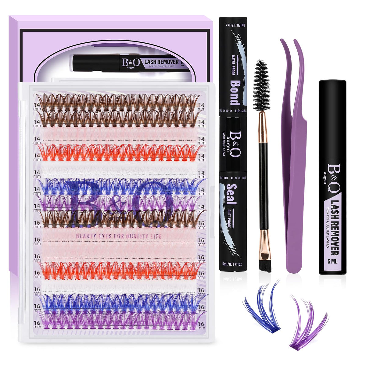 B&Qaugen 280PCS Colored False Eyelashes Kit front view