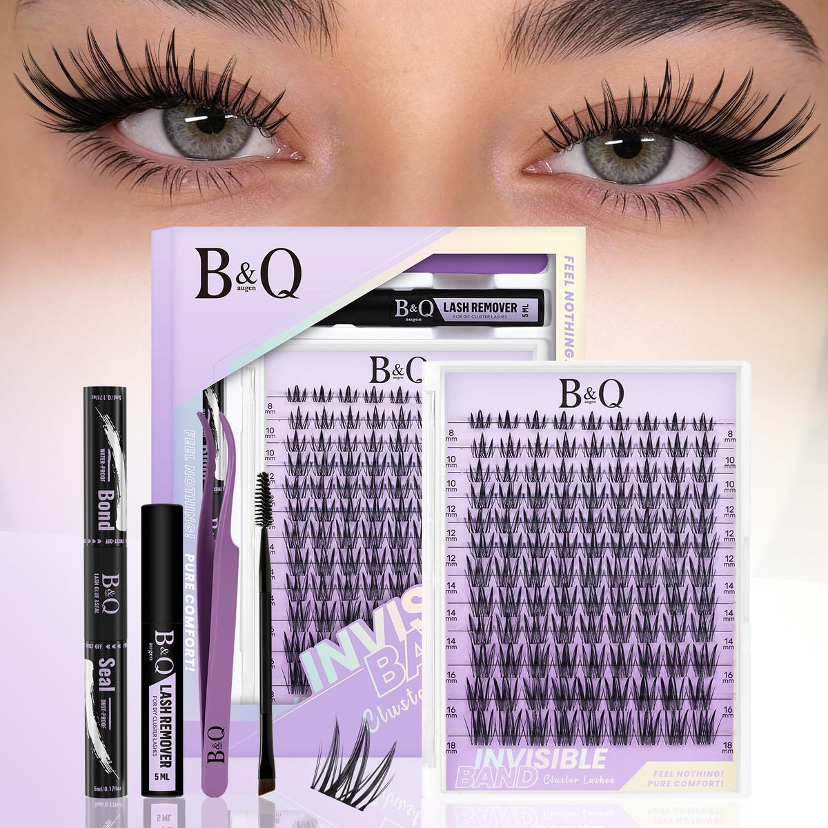 B&Qaugen Bella Lash Clusters Kit 108 pcs front view