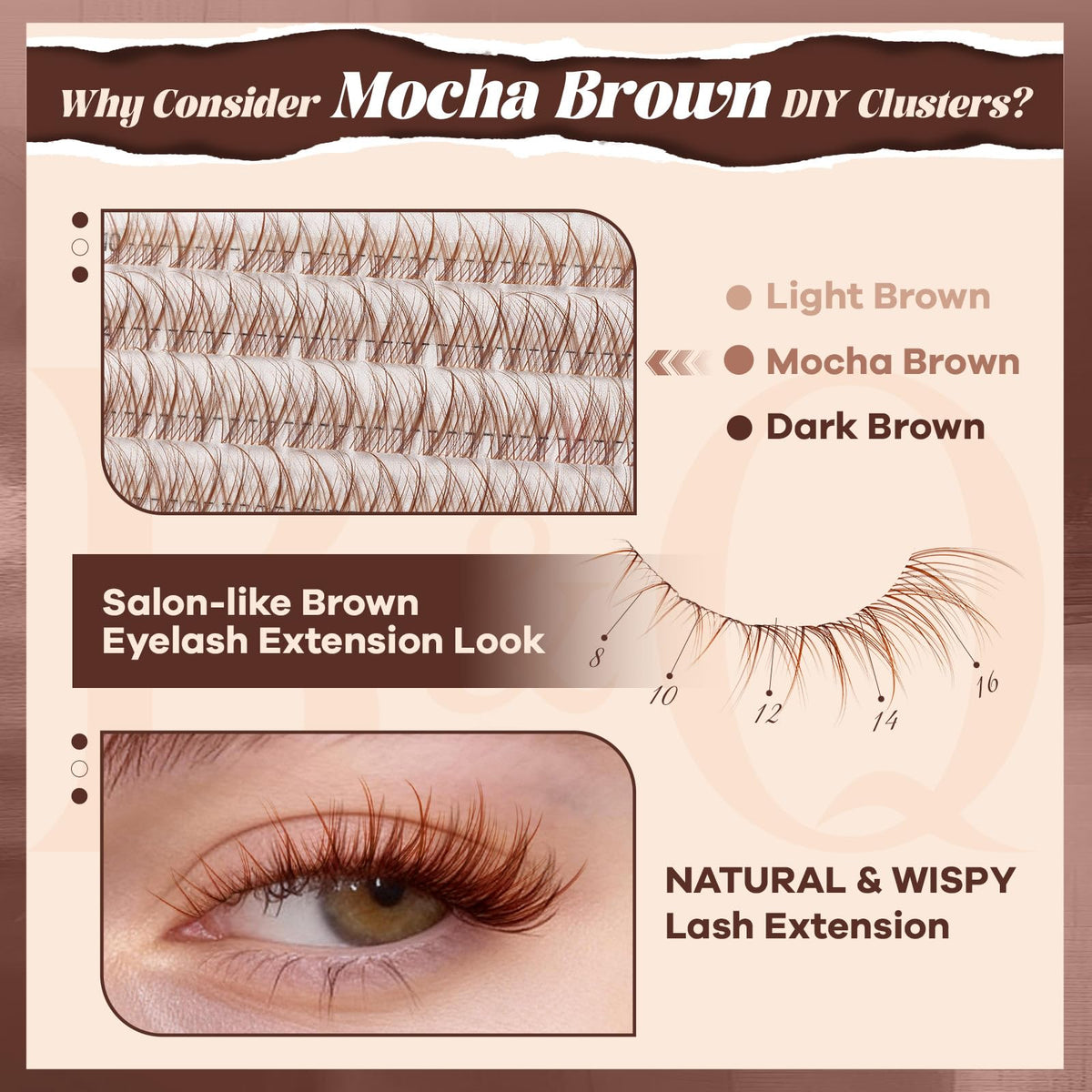 B&Qaugen Brown Lash Clusters Kit displayed with natural makeup look