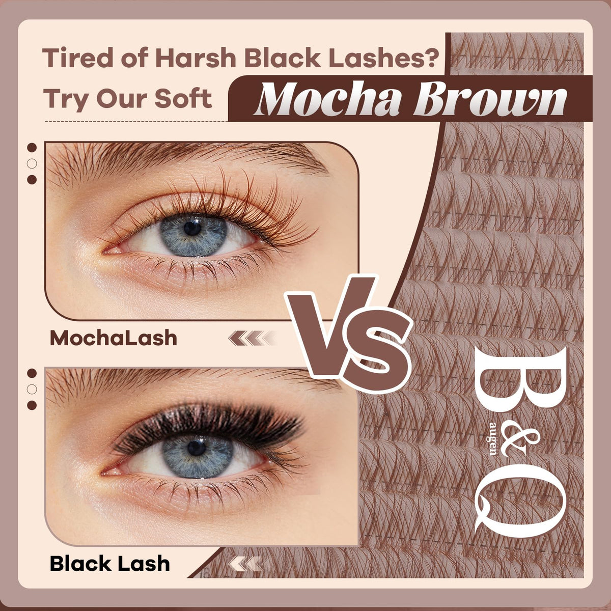 B&Qaugen Brown Lash Clusters Kit showing application tools
