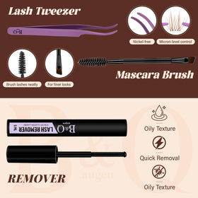 B&Qaugen Brown Lash Clusters Kit showing different lash styles