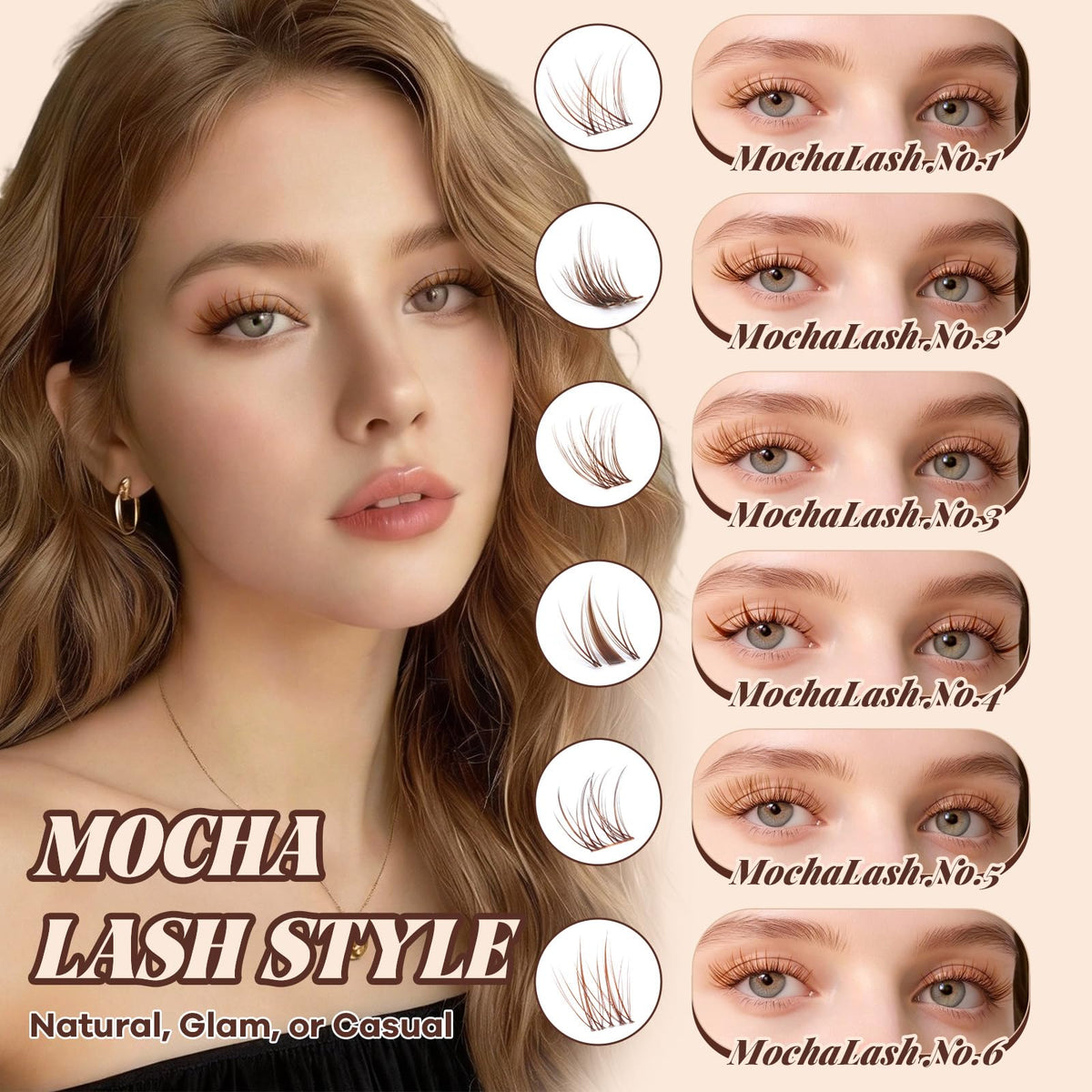 B&Qaugen Brown Lash Clusters Kit tools for application