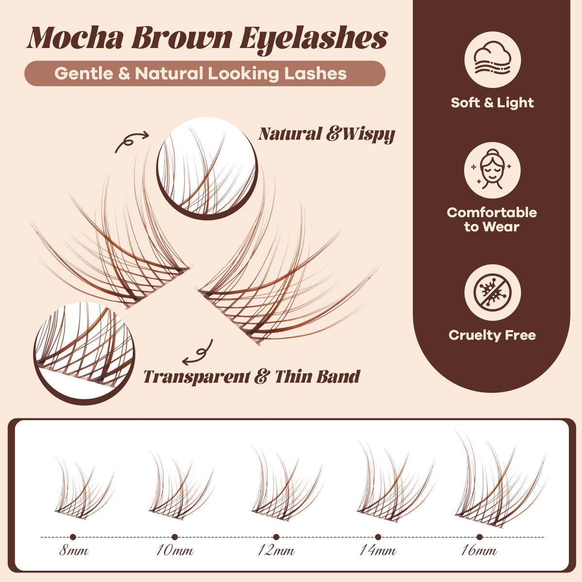 B&Qaugen Brown Lash Clusters Kit with close-up of brown lash clusters