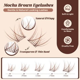 B&Qaugen Brown Lash Clusters Kit with close-up of brown lash clusters
