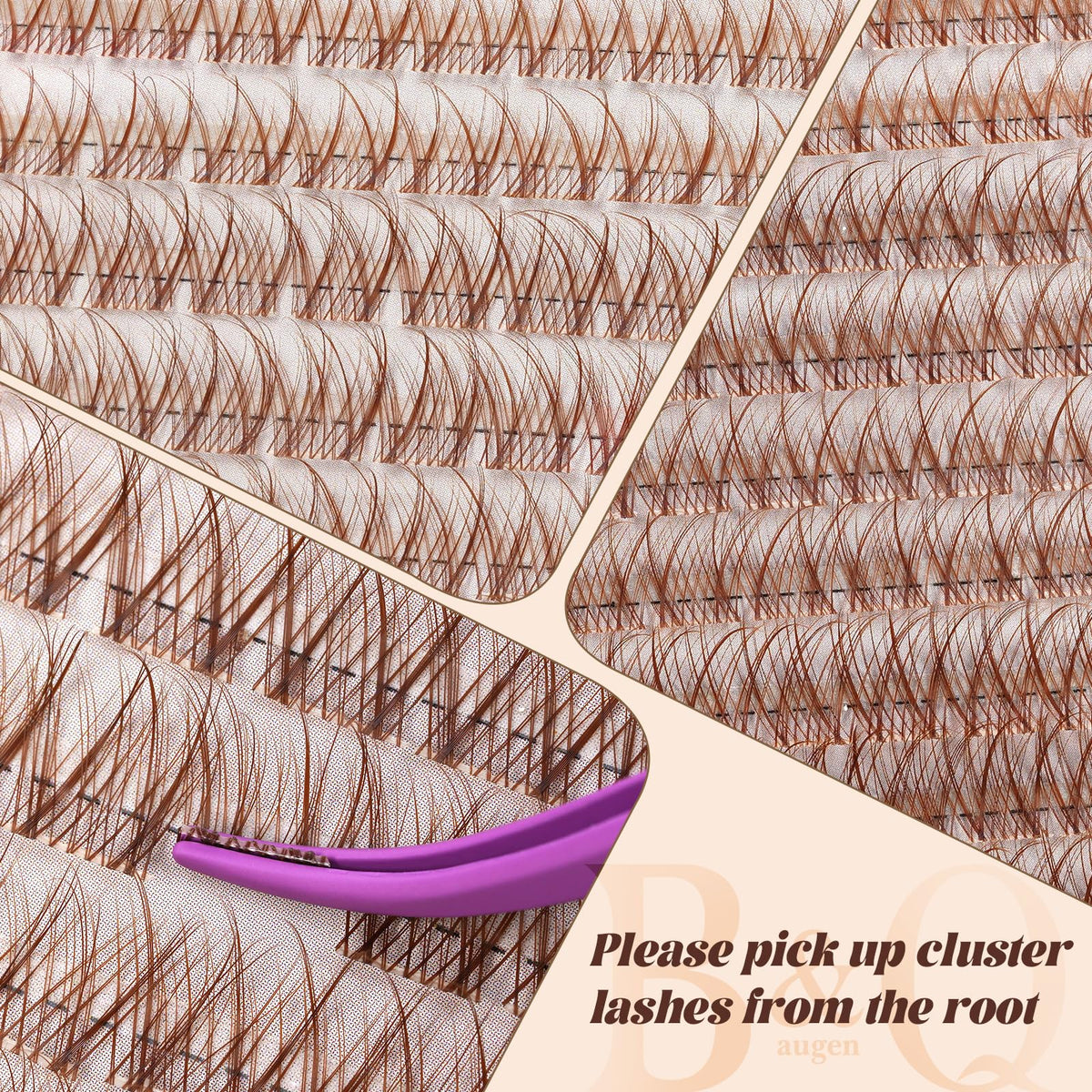 B&Qaugen Brown Lash Clusters Kit with lashes on model
