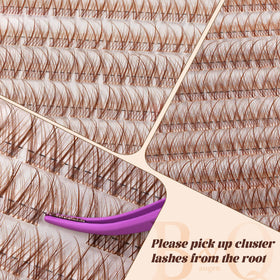 B&Qaugen Brown Lash Clusters Kit with lashes on model