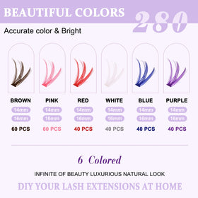 B&Qaugen eyelash clusters arranged by color