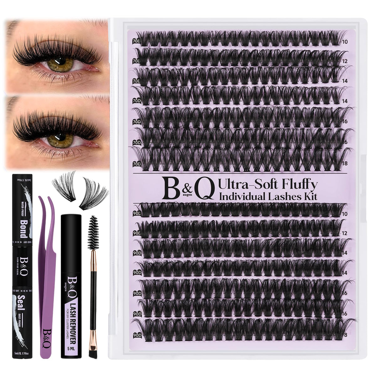 B&Qaugen Fluffy Lash Clusters Kit 280PCS front view