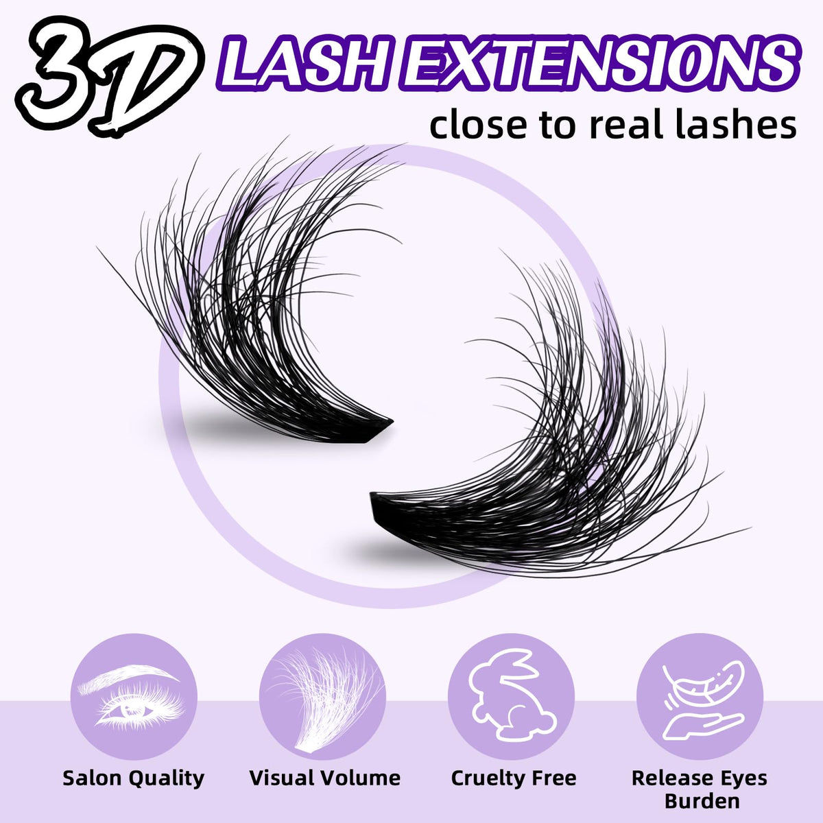 B&Qaugen Fluffy Lash Clusters Kit 3D fluffy lashes close-up