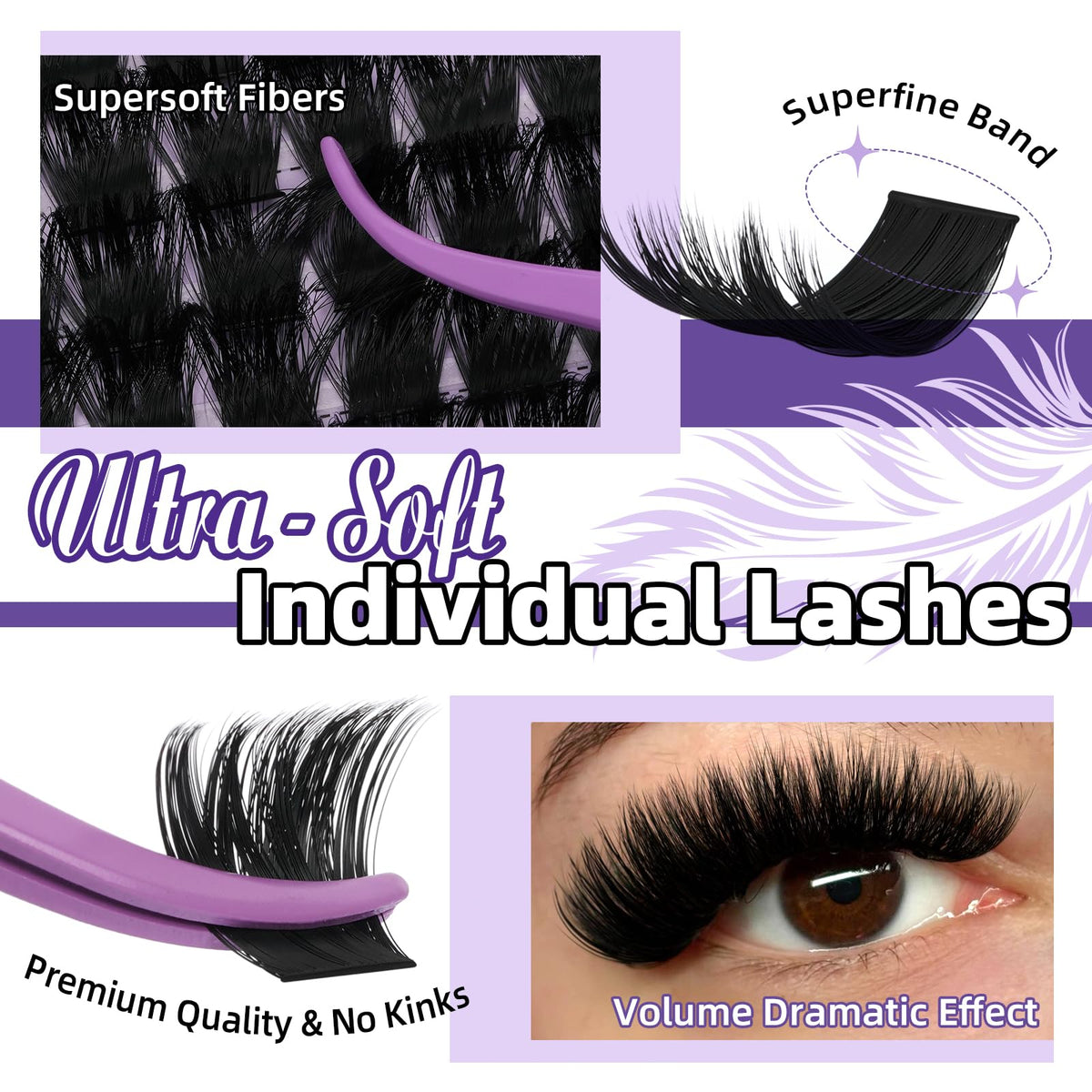B&Qaugen Fluffy Lash Clusters Kit contents including lash bond and seal